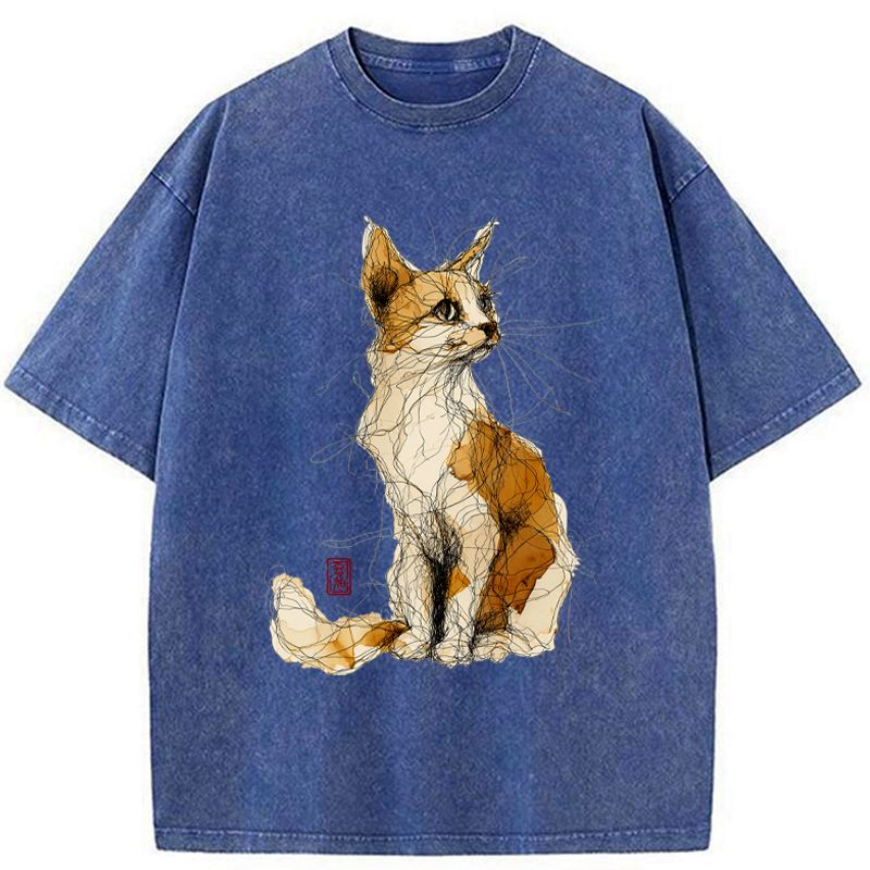 Kyoto-Lion Untitled Cat Washed T-Shirt