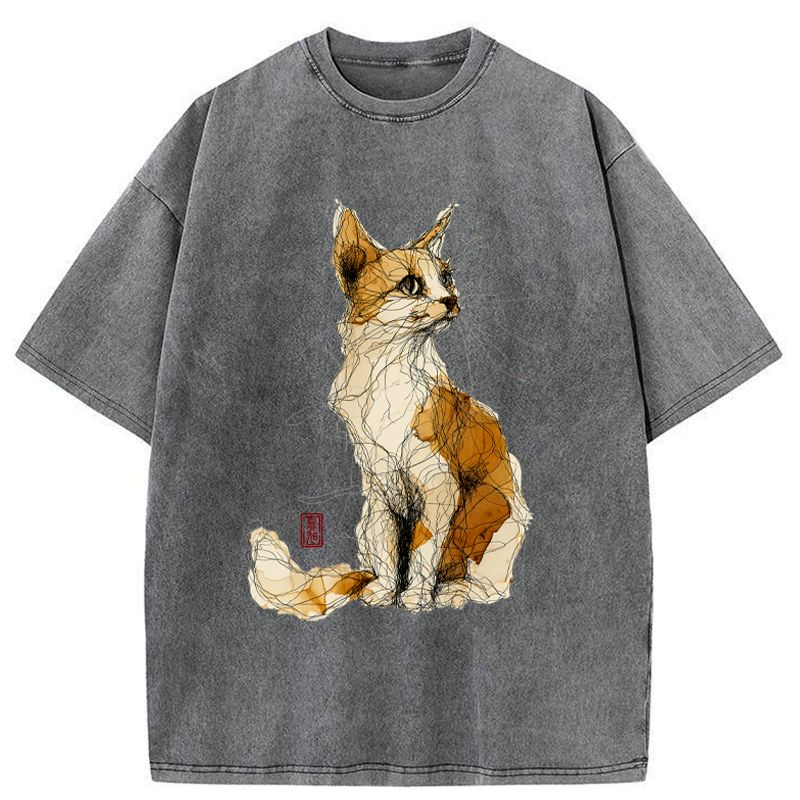 Kyoto-Lion Untitled Cat Washed T-Shirt