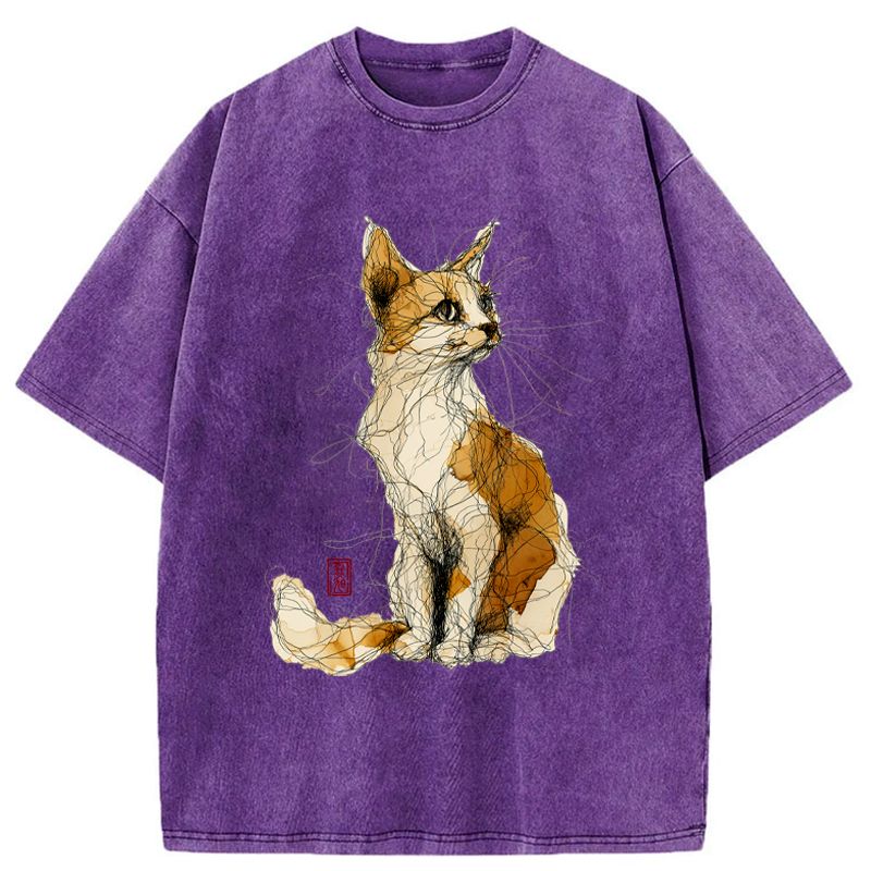 Vintage Japanese Cat Washed T-Shirt