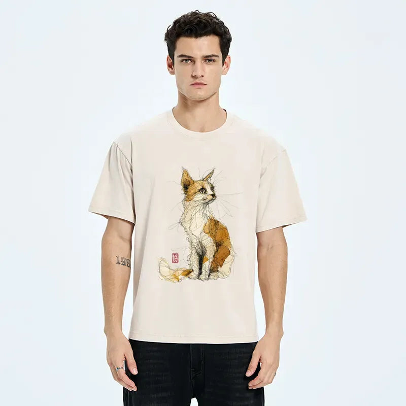 Vintage Japanese Cat Washed T-Shirt