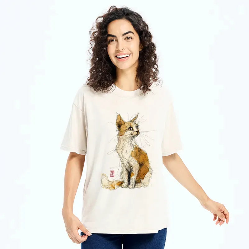 Vintage Japanese Cat Washed T-Shirt
