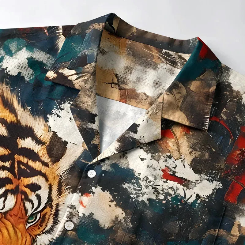 Kyoto-Lion Wild Roaring Tigers Aloha Hawaiian Shirt