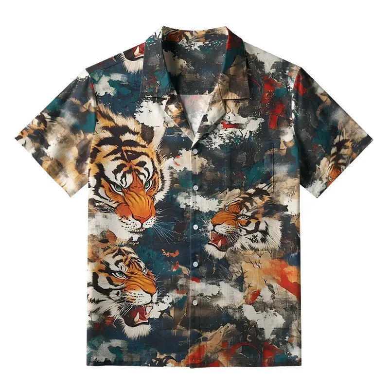 Kyoto-Lion Wild Roaring Tigers Aloha Hawaiian Shirt