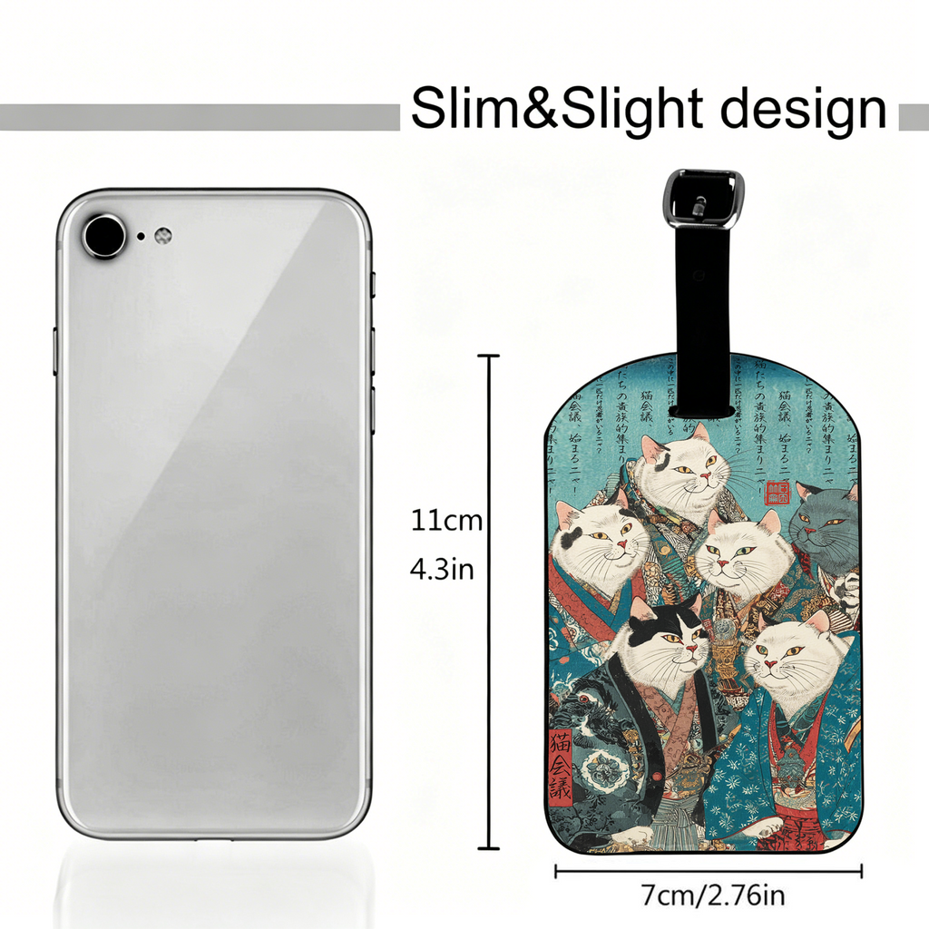 Retro Ukiyo-e Cat Tag for Vacation