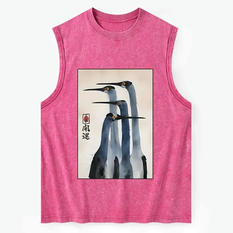 Kyoto-Lion Retro Sandhill Crane Washed Tank