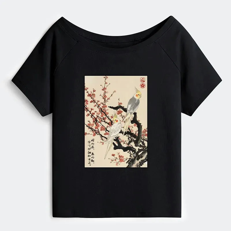 Japanese Off Shoulder T-Shirt for Women
