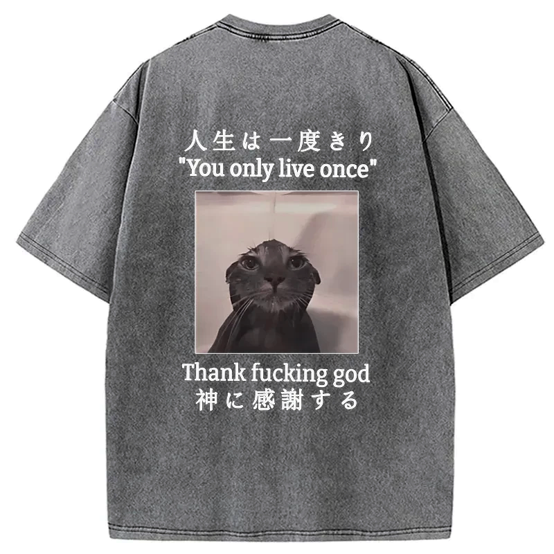 japanese streetwear cat tee for daily wear