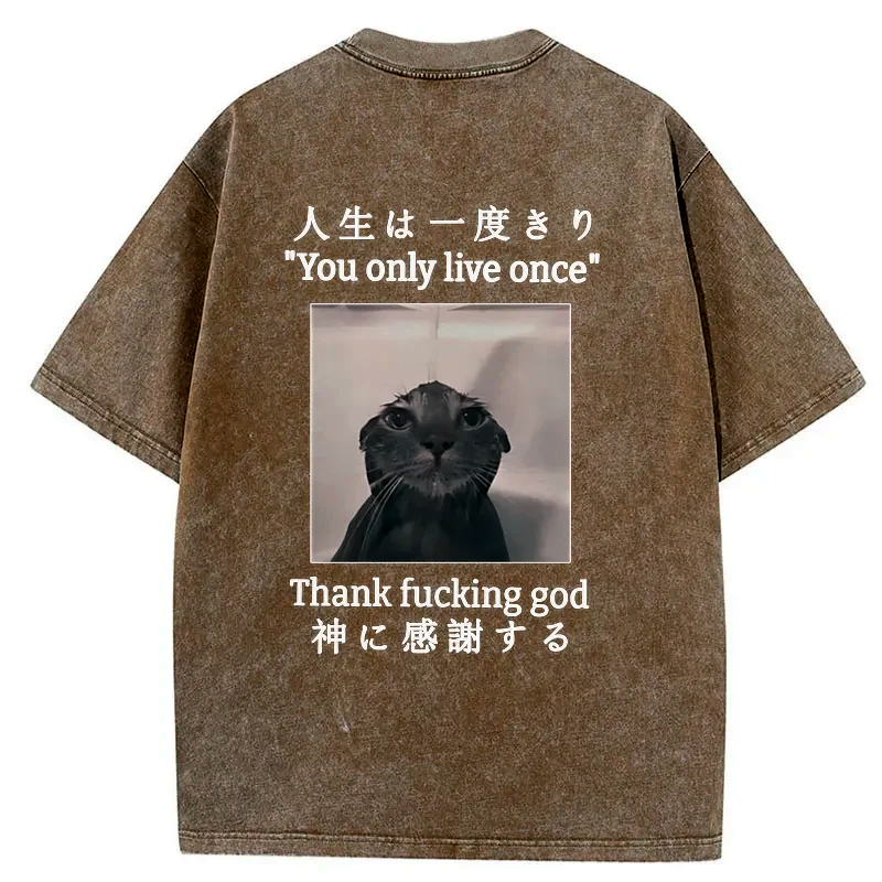 funny melancholy cat t-shirt for men