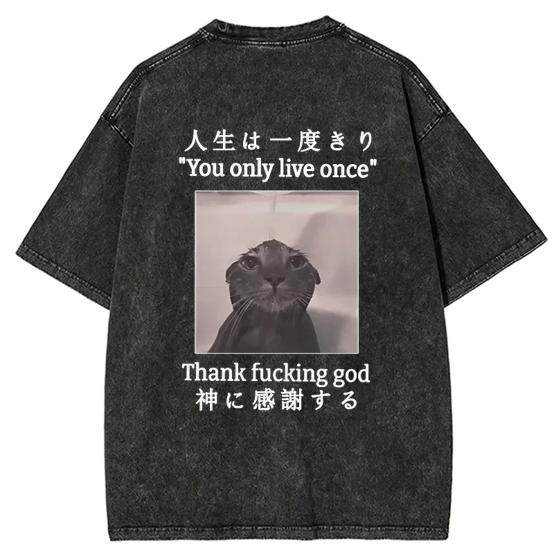 japanese streetwear cat tee for daily wear