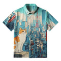 Japanese Cat Button-up Shirt for Daily Wear