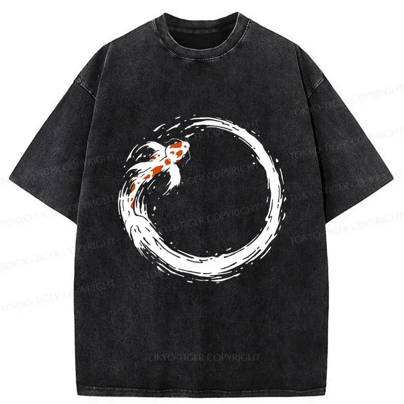 Japanese Koi Washed T-Shirt for Daily Wear