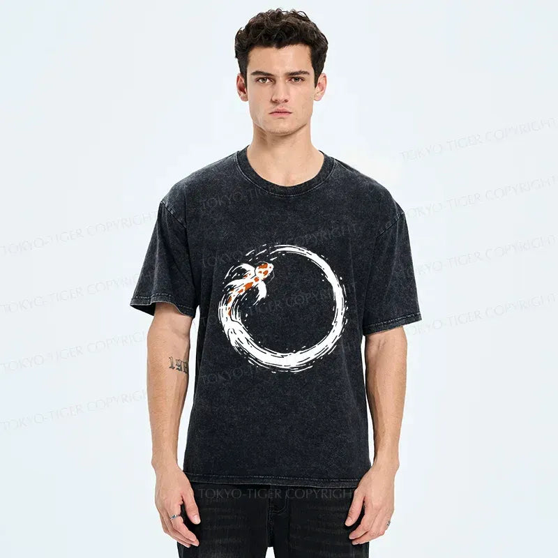 Japanese Koi Washed T-Shirt for Daily Wear