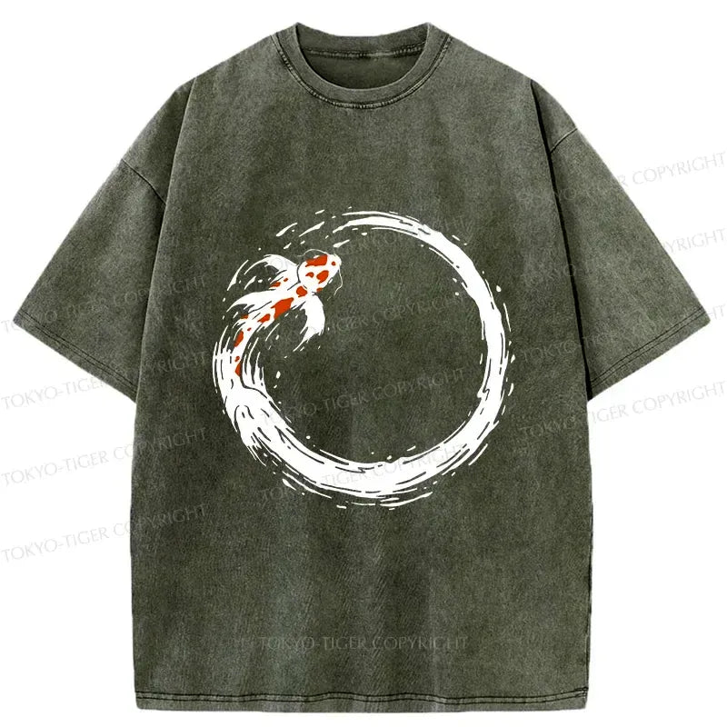 Japanese Koi Washed T-Shirt for Daily Wear