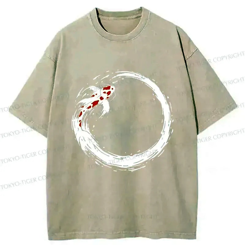 Japanese Koi Washed T-Shirt for Daily Wear