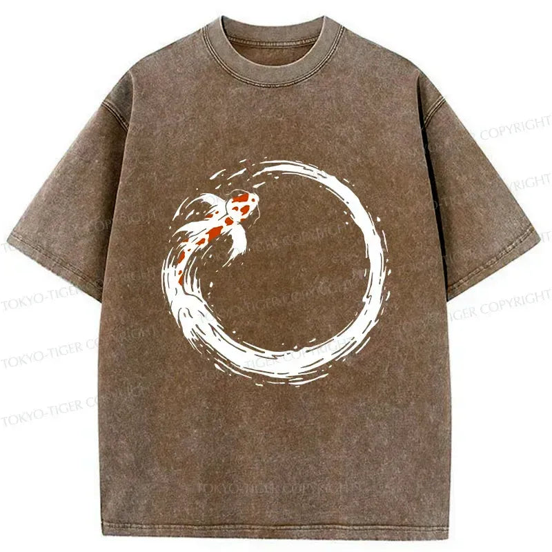 Japanese Koi Washed T-Shirt for Daily Wear