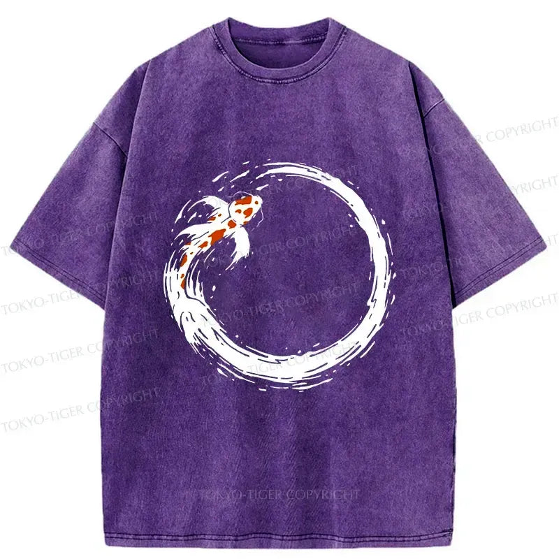 Japanese Koi Washed T-Shirt for Daily Wear
