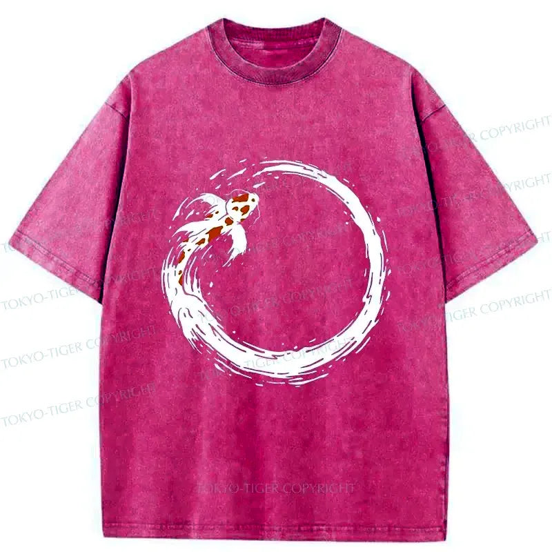 Japanese Koi Washed T-Shirt for Daily Wear