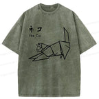 Japanese Origami Cat T-Shirt on Sale