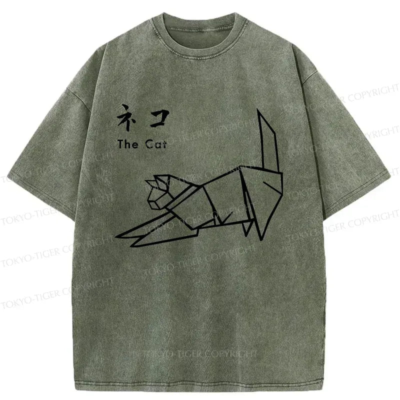 Japanese Origami Cat T-Shirt on Sale