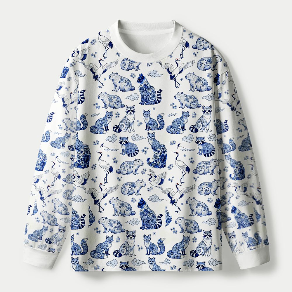 Kyoto-Lion Floral Adorned Animals In Harmony Eco-Friendly Long Sleeve T-Shirt