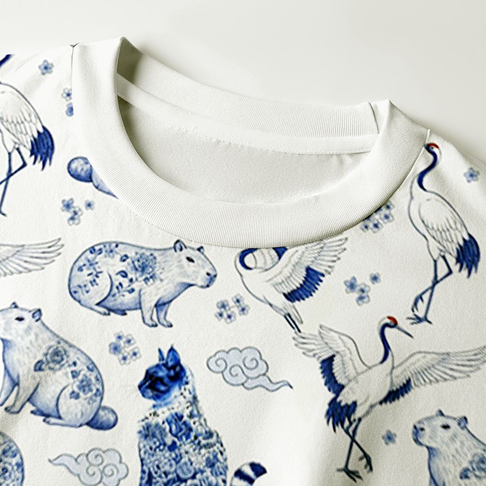 Kyoto-Lion Floral Adorned Animals In Harmony Eco-Friendly Long Sleeve T-Shirt