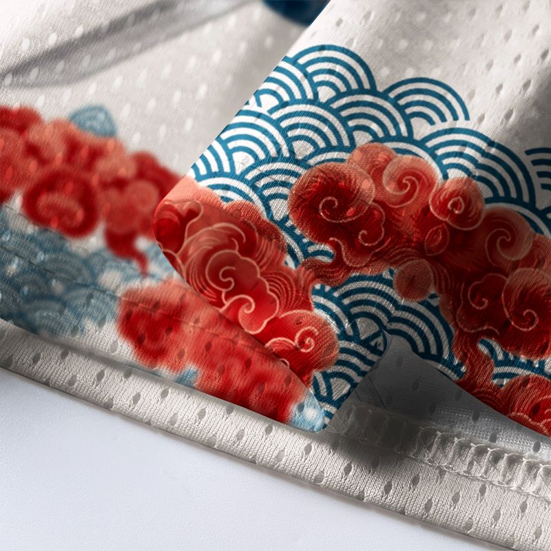 Breathable Mesh Jersey with Ukiyo-E Print