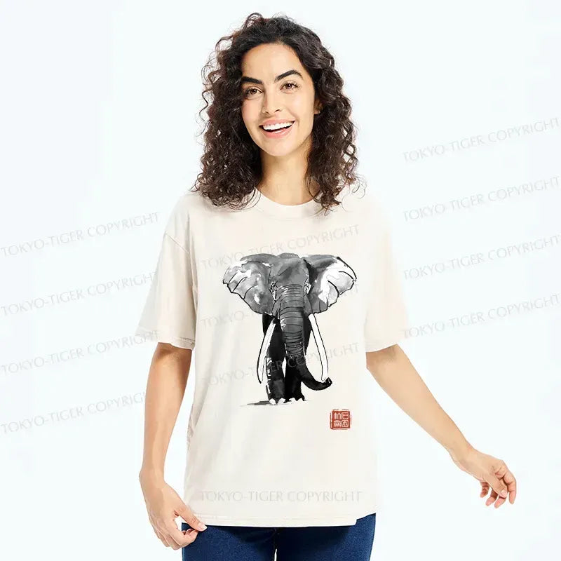 Washed Kyoto Lion T-Shirt for Daily Wear