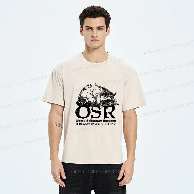 Kyoto-Lion Fat Raccoon Washed T-Shirt
