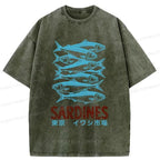 Kyoto-Lion Vintage Sardines Market Washed T-Shirt