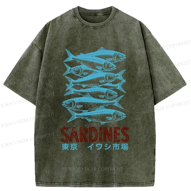 Kyoto-Lion Vintage Sardines Market Washed T-Shirt
