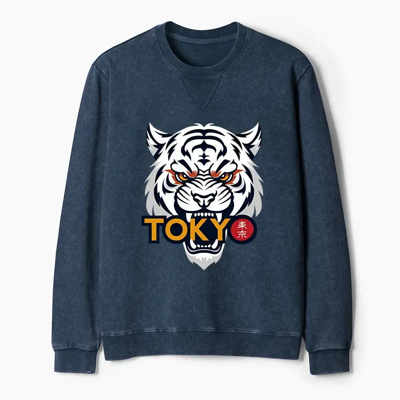 Kyoto-Lion Logo Washed Terry Sweatshirt