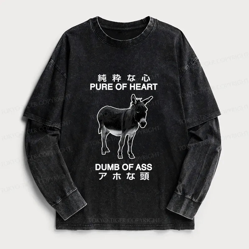 Kyoto-Lion Pure Of Heart Dumb Of Ass Washed Double Layer T-Shirt