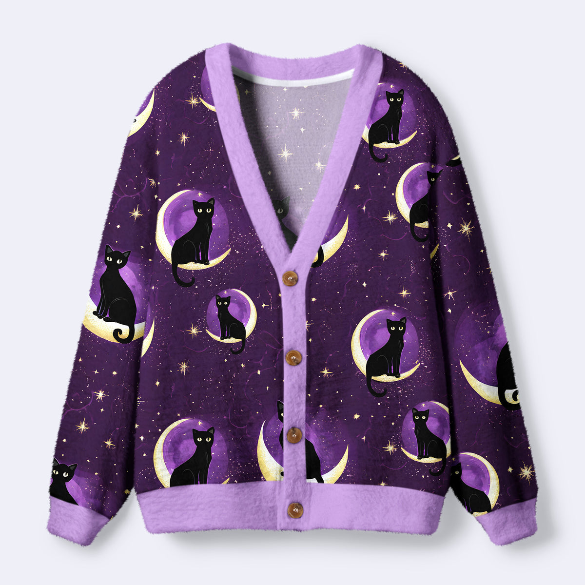 Kyoto-Lion Moon And Cat Ugly Cardigan Sweater