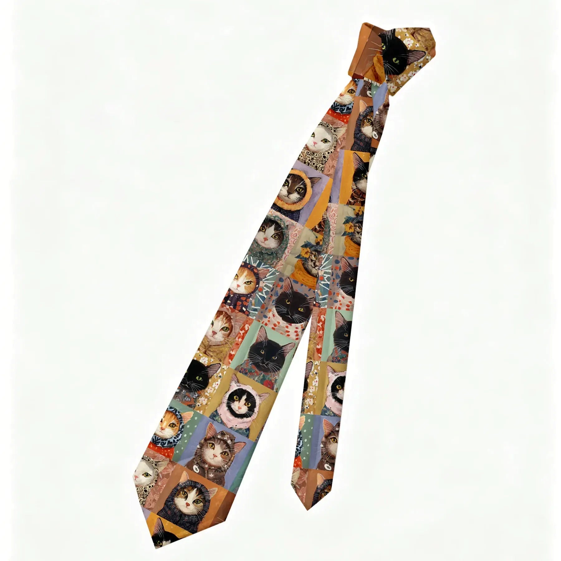 Traditional Ukiyo-e Cat Quilt Necktie