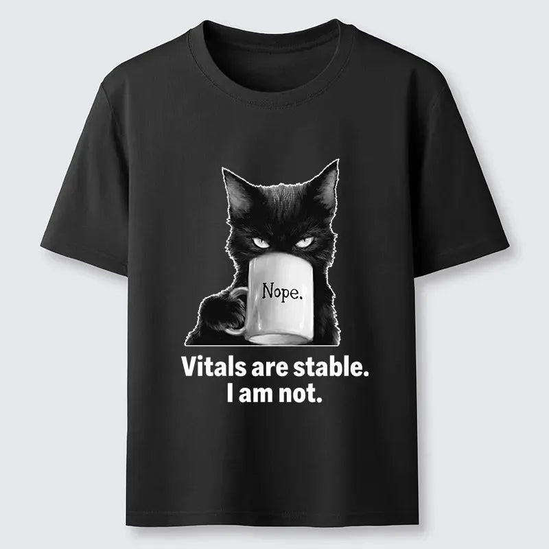 Black Cat Coffee Meme T-Shirt