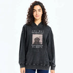 Kyoto-Lion Funny Melancholy Cat Washed Hoodie