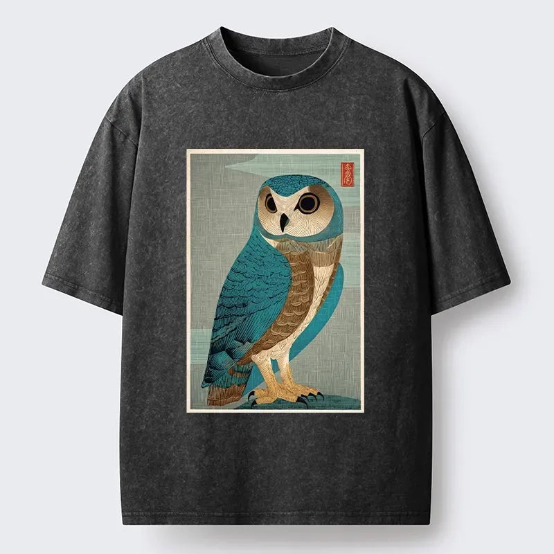 Washed Owl T-Shirt for Daily Wear