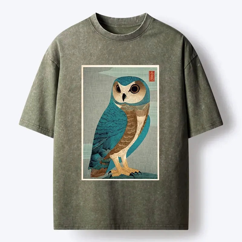 Washed Owl T-Shirt for Daily Wear