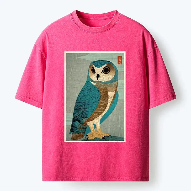Japanese Woodblock Owl Shirt on Sale