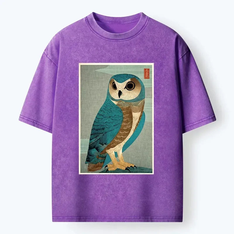 Vintage Owl Woodblock Art Tee