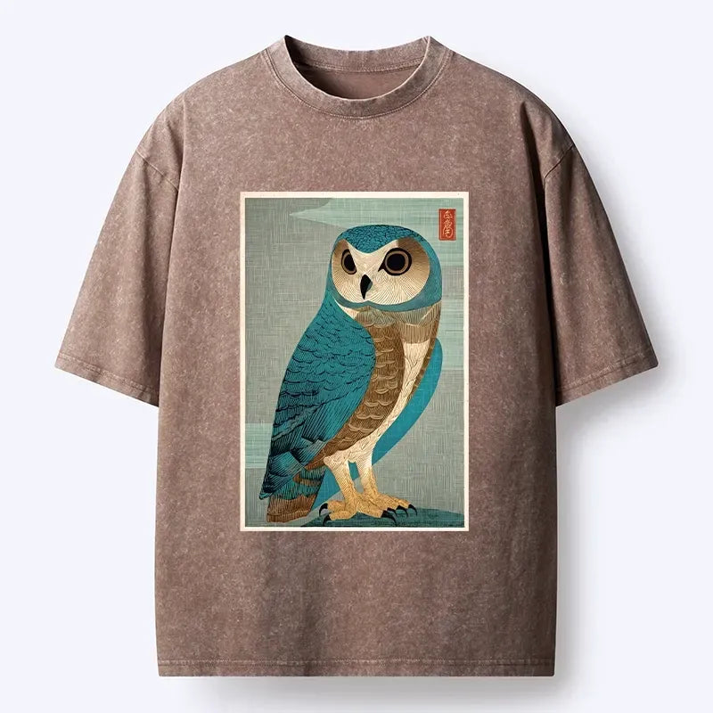 Washed Owl T-Shirt for Daily Wear