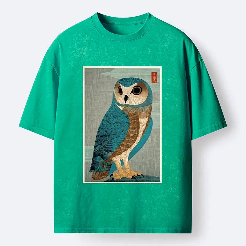 Vintage Owl Woodblock Art Tee