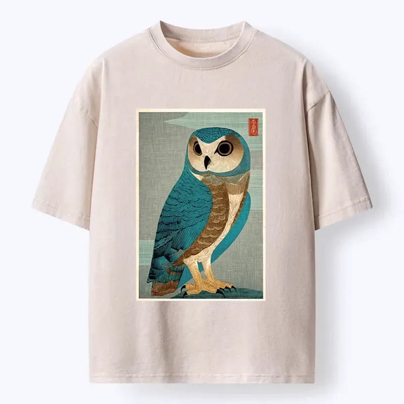 Washed Owl T-Shirt for Daily Wear