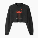 Japanese Vintage Washed Crop Sweatshirt for Women