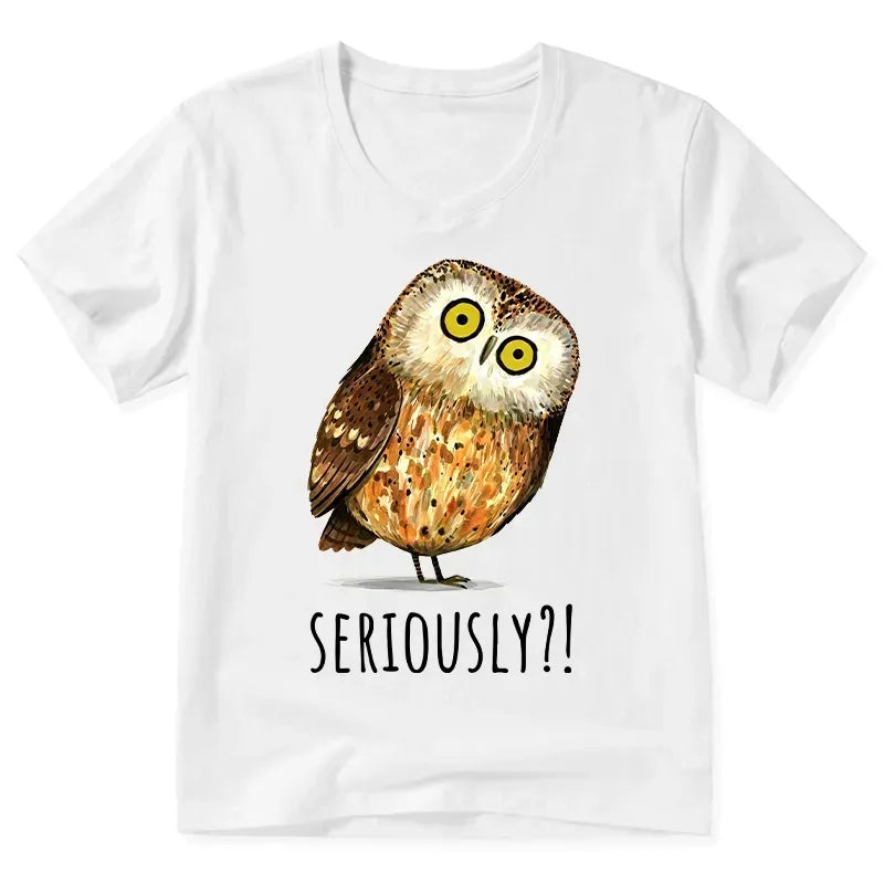 Seriously Confused Owl Art Tee for Daily Wear