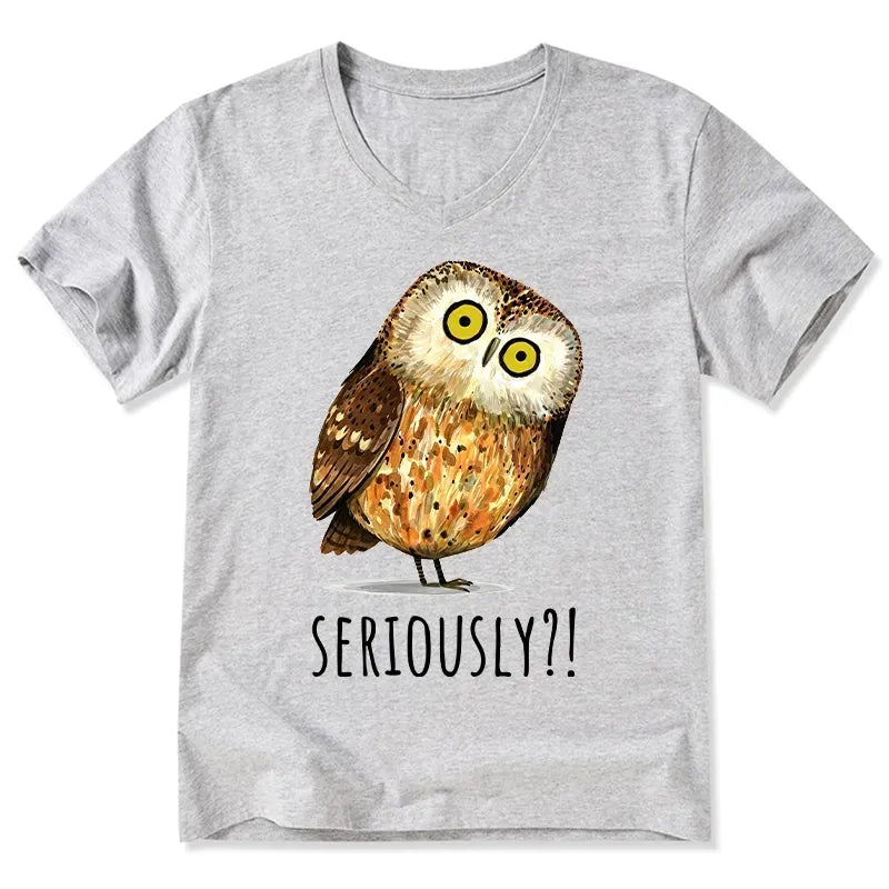 Kyoto-Lion Seriously Confused Owl Meme Art V-Neck Classic T-Shirt