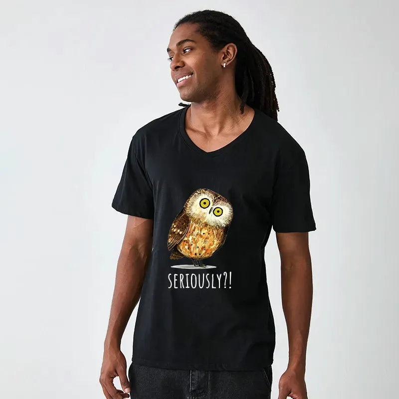 Kyoto-Lion Seriously Confused Owl Meme Art V-Neck Classic T-Shirt