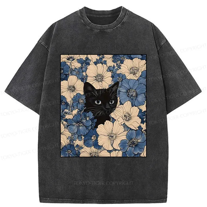 Washed Unisex T-Shirt with Flower Print