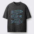 Kyoto-Lion Three Simple Fish Swimming In The Sea Washed T-Shirt