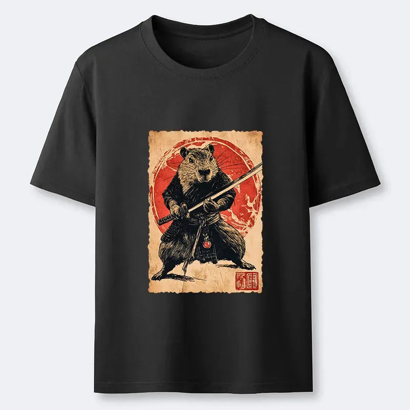 Kyoto-Lion Samurai Capybara T-Shirt Free Shipping